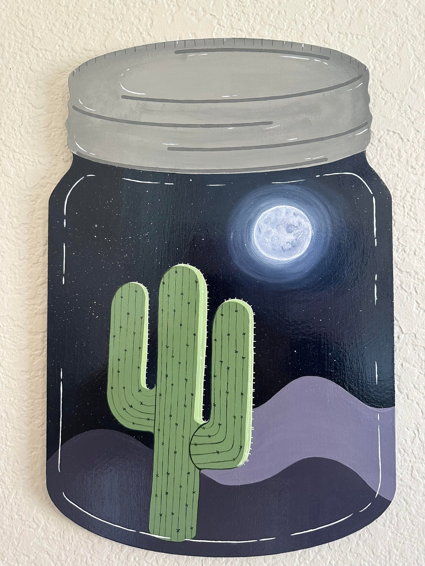 Cactus Jar Wood Sign