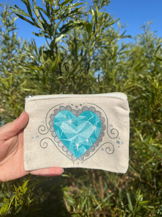 Heart Gemstone Zipper Pouch