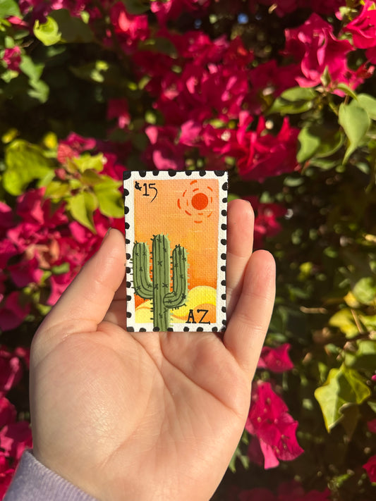 Cactus Postage Stamp Magnet